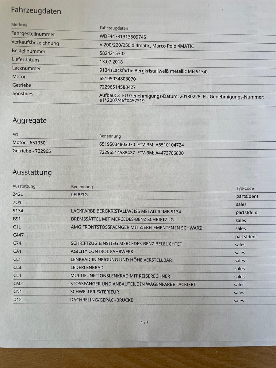 Mercedes-Benz V 250d 4matic Aut. lang AVANTGRD -  Liegepaket