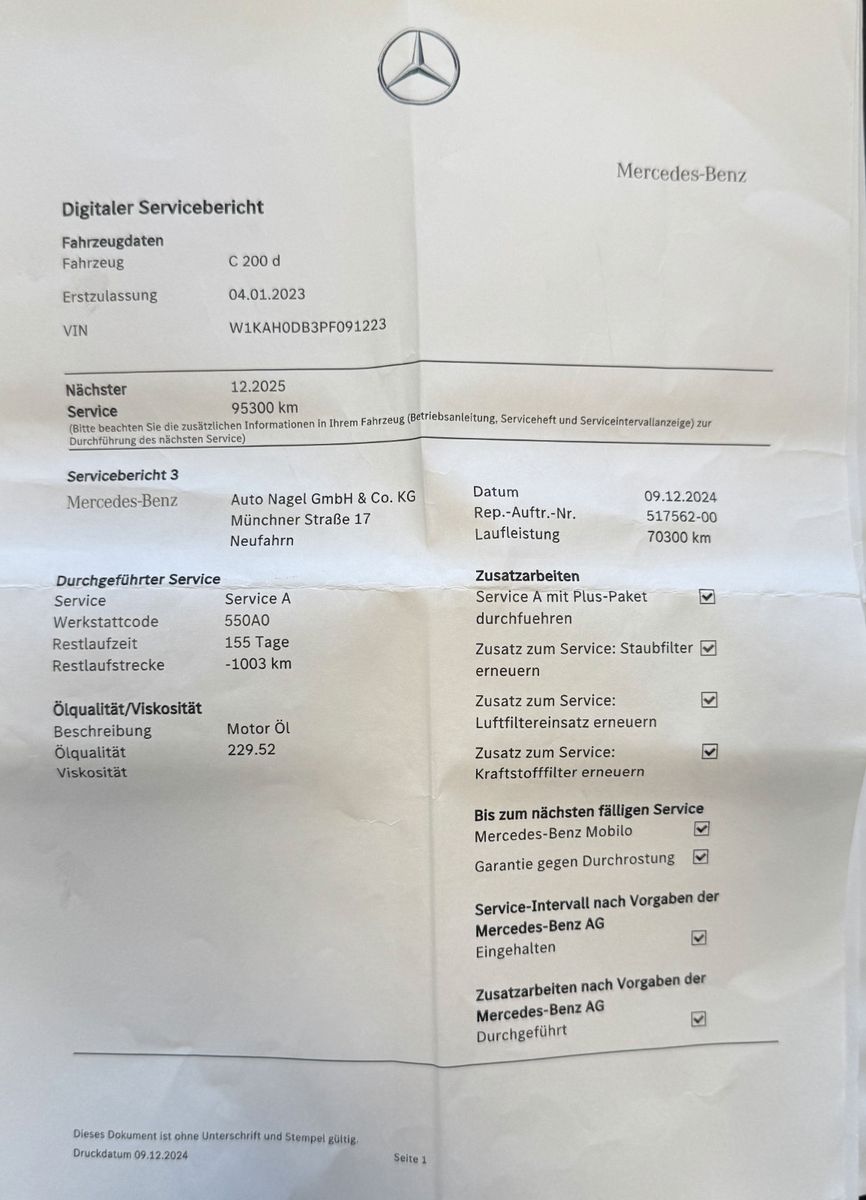 Fahrzeugabbildung Mercedes-Benz C 200 d T Avantgarde Night-Paket Business-Paket
