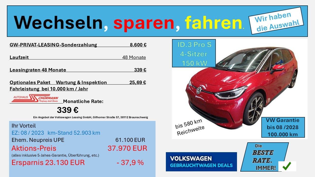 ID.3 Pro S 4-Sitzer 77 kWh 150 kW