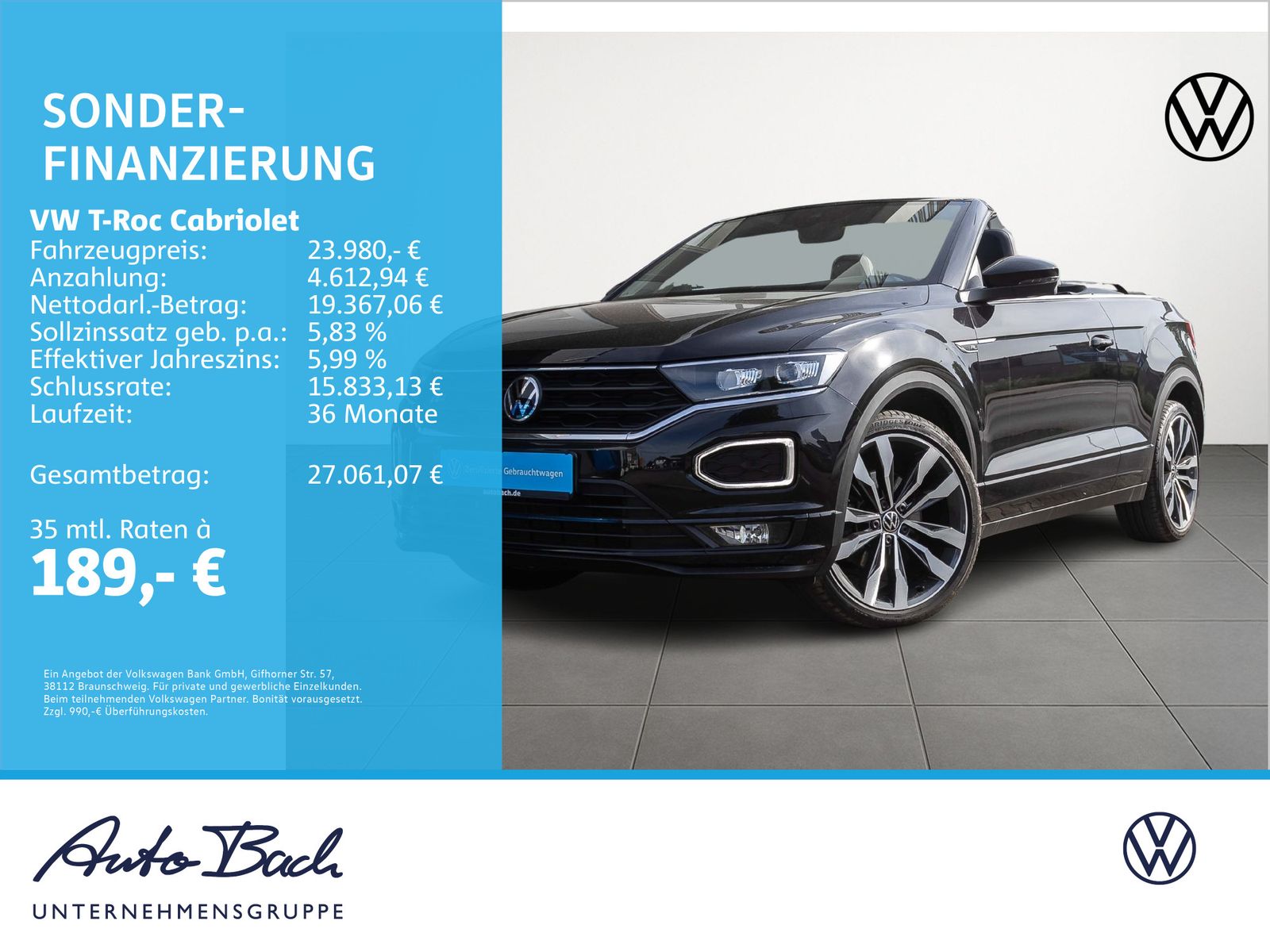 Volkswagen T-Roc Cabriolet R-Line 1.5TSI Navi LED ACC EPH imagem 2