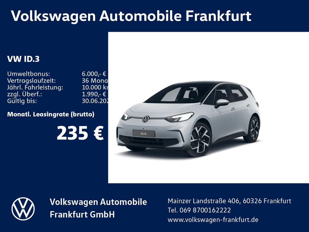 Volkswagen ID.3 Pure 125 kW (170 PS) 52 kWh 1-Gang- Automat