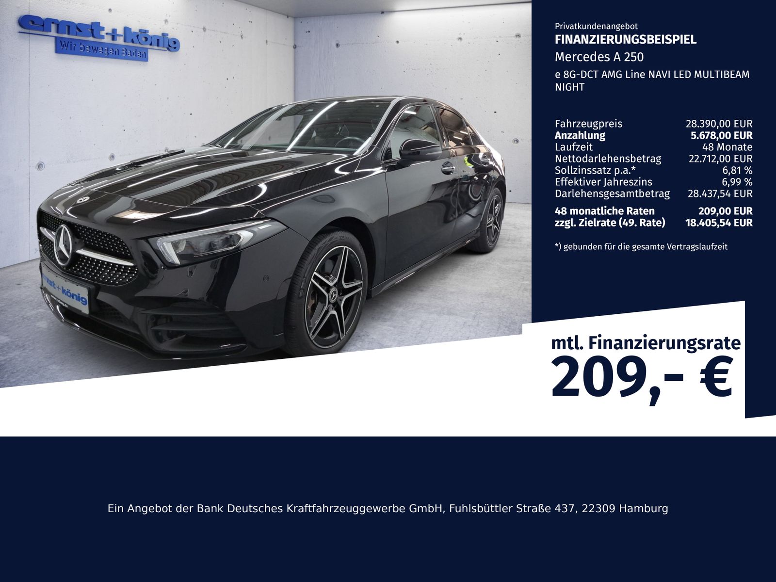 Mercedes-Benz A 250 e 8G-DCT AMG Line NAVI LED MULTIBEAM NIGHT