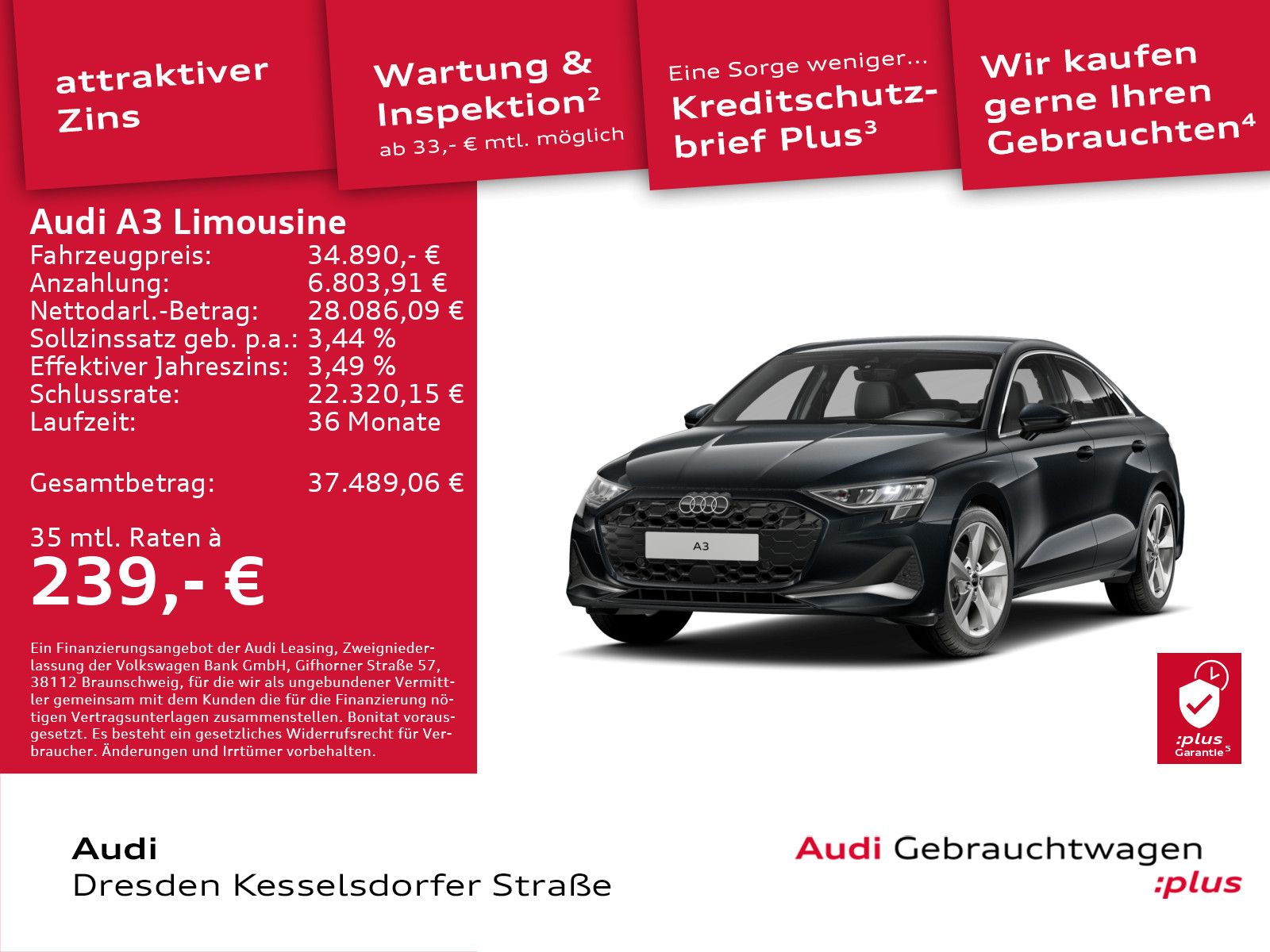 Audi A3 Limousine 35 TDI advanced Kamera LED Navi