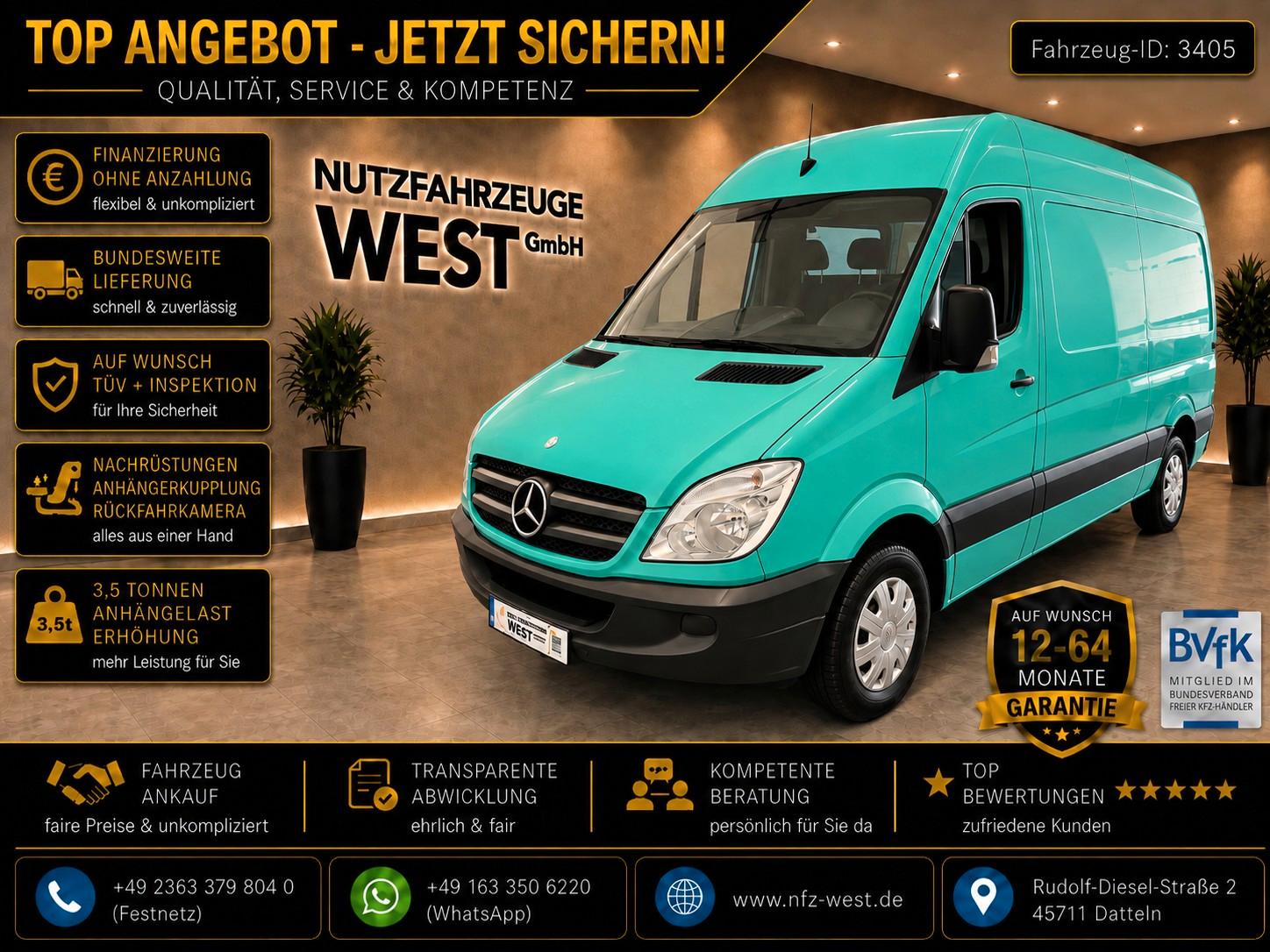 Mercedes-Benz Sprinter 313/316 CDI*Hoch+Lang*AHK=3.500Kg*1.HD