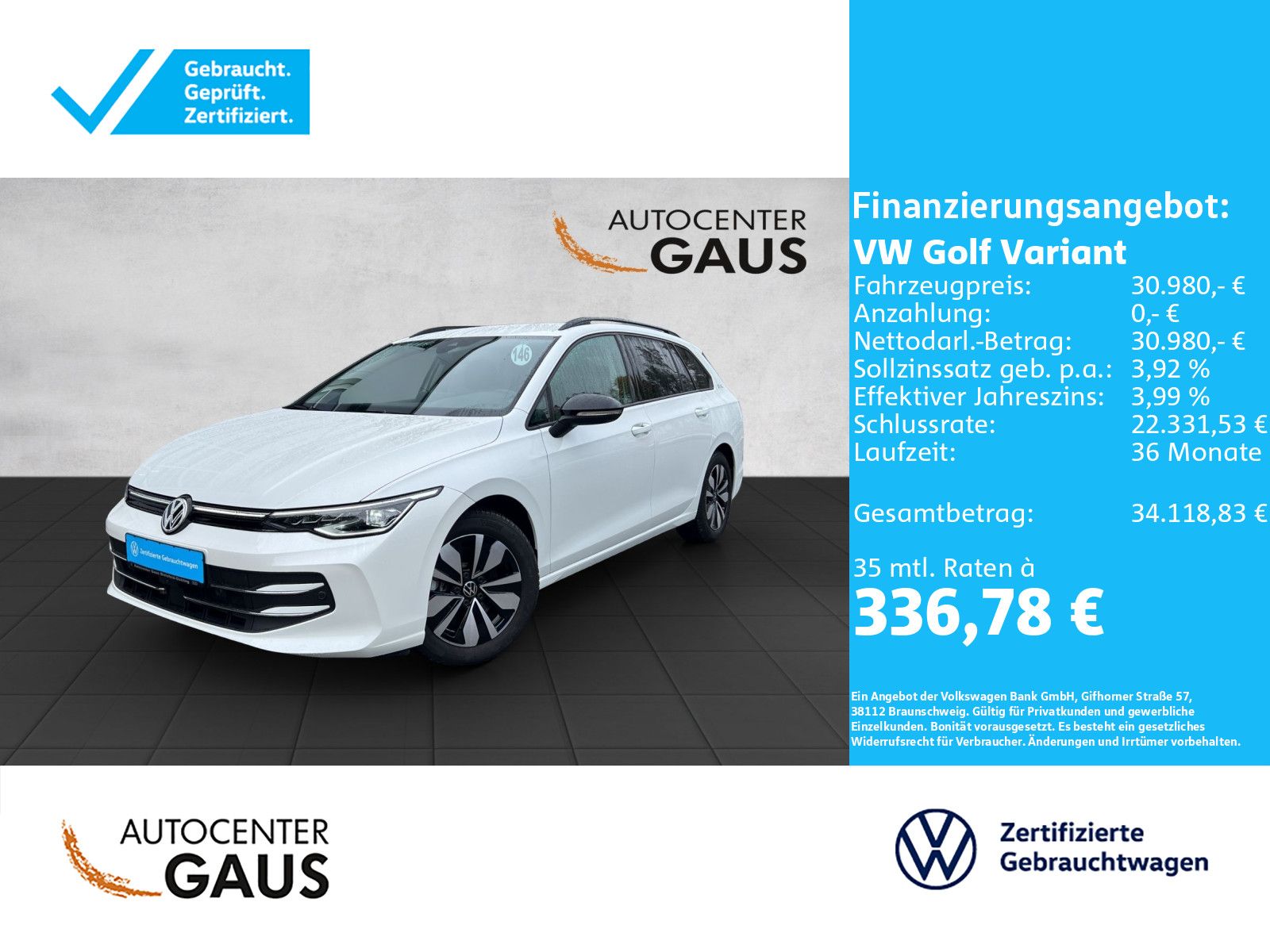 Golf VIII Variant Goal 2.0 TDI DSG AHK*Navi*Matr