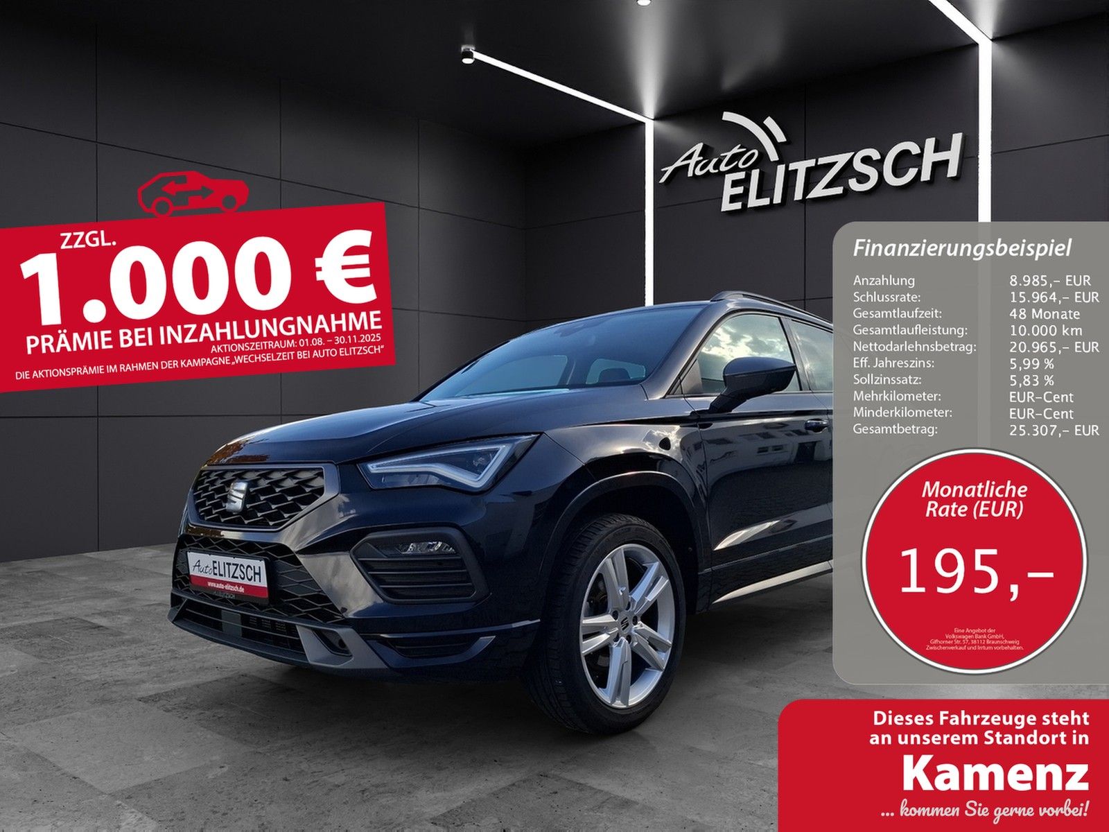 Fahrzeugabbildung SEAT Ateca TDI FR-Line DSG LED Navi ACC RFK SH 18"