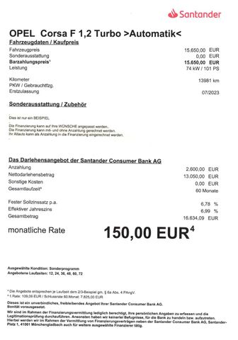 Fahrzeugabbildung Opel Corsa F 1,2 Turbo >AUT/LED/KAM/PDC