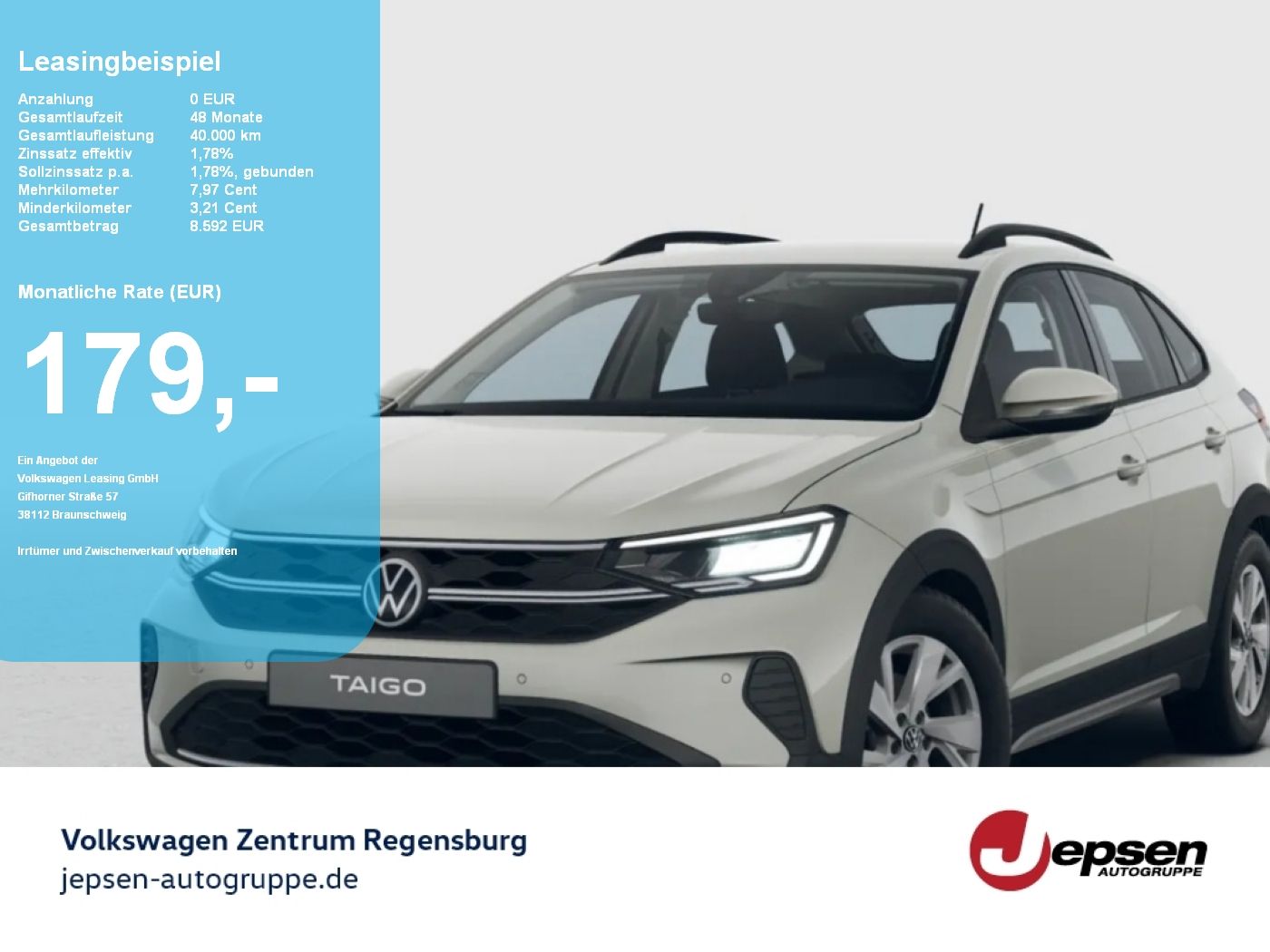 Volkswagen Taigo Life TSI 179€ LED LM PDC