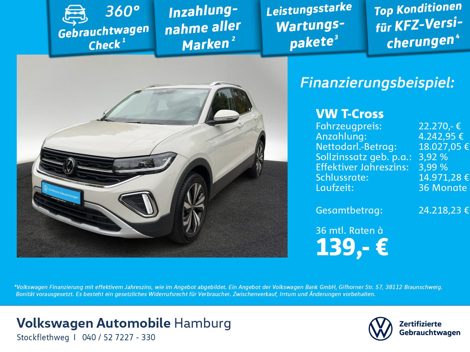 Volkswagen T-Cross 1.0 TSI Style Nav Kamera Sitzhzg CarPlay