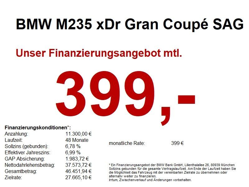 BMW M235 xDr Gran Coupé SAG PRO HUD7LED+/hk/360/LHZ
