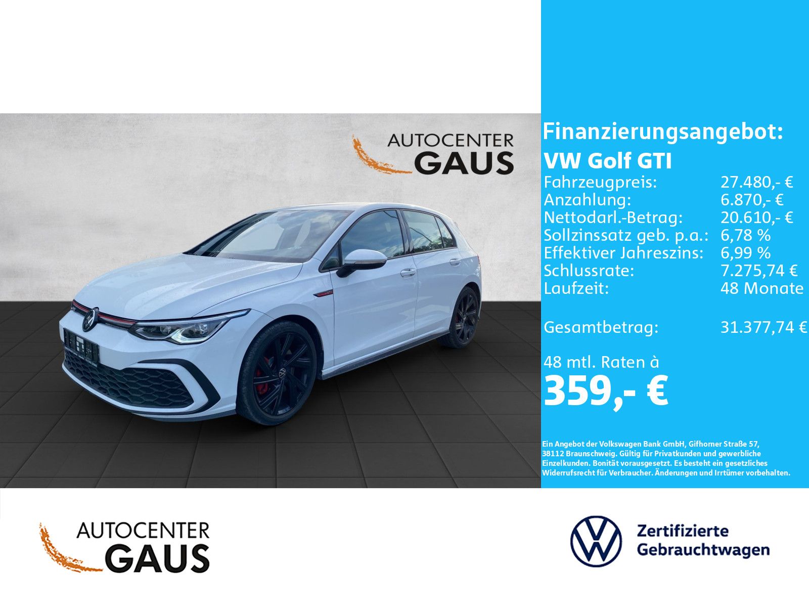 Golf VIII GTI 2.0 TSI DSG LED*CarPlay*Klima