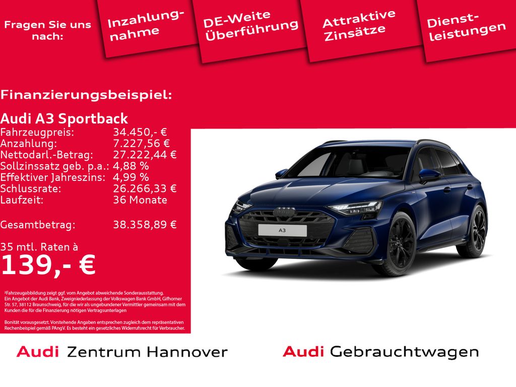 A3 Sportback S line 35 TFSI virtual DAB Navi