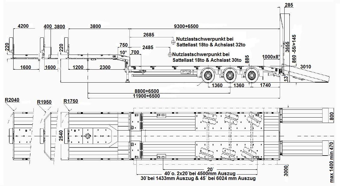 Faymonville MAX Trailer 3-A-Tele-Semi-Rampen-zwangsgelenkt