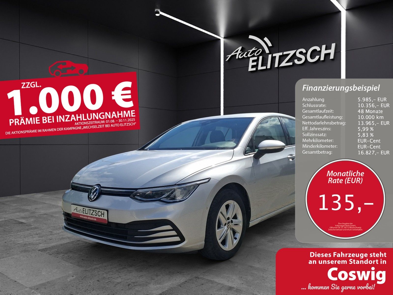 Fahrzeugabbildung Volkswagen Golf VIII TDI Life DSG LED Navi AID ACC PDC SH L