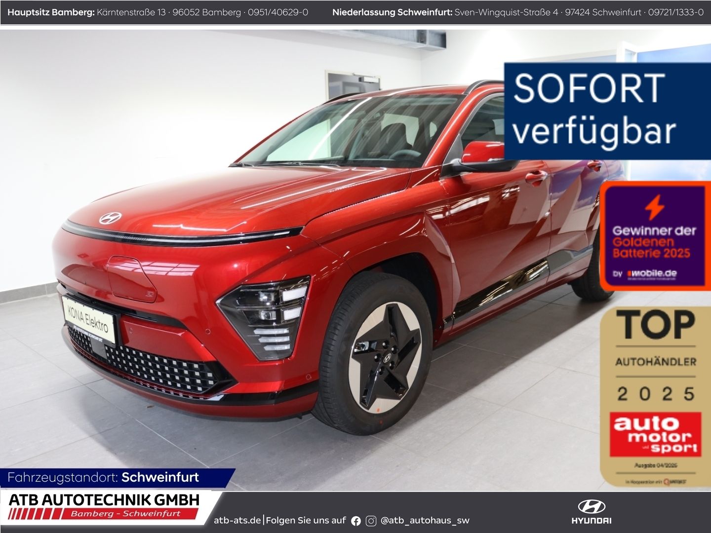 Fahrzeugabbildung Hyundai KONA Elektro MY26 65kWh 204 PS 2WD Prime HUD Nav