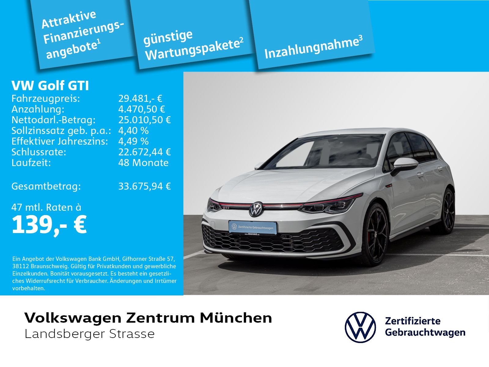 Volkswagen Golf VIII GTI 2.0 TSI AHK ACC IQ.Light Navi Rear