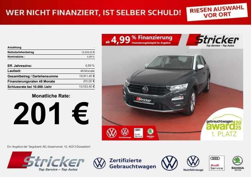 VW T-Roc Style 1.0TSI 201,-ohne Anzahlung Navi