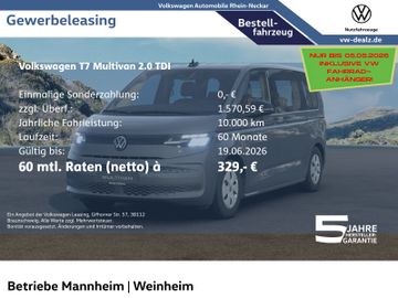 Volkswagen Leasingangebot: Volkswagen T7 Multivan 2.0 TDI DSG Klima DAB ACC PDC LED
