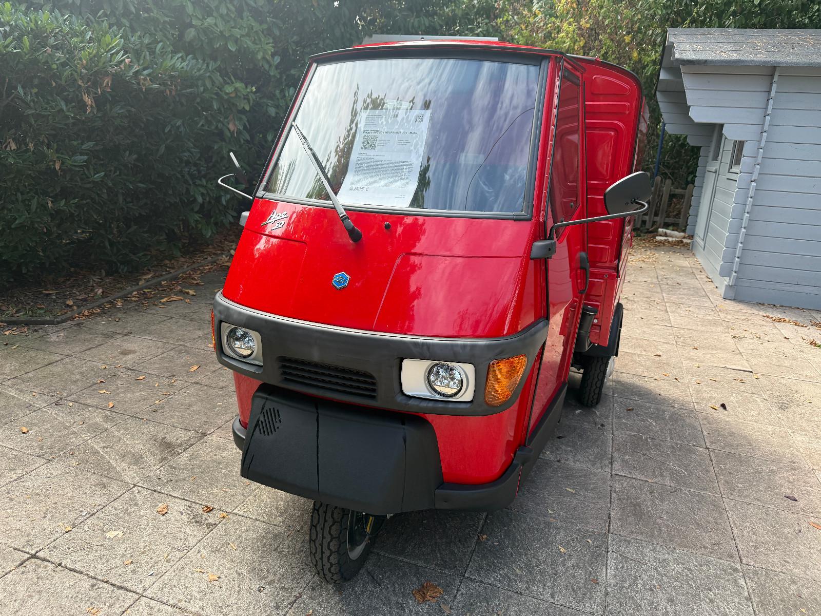 Piaggio APE 50 + Kasten + ROT +viele Farben+ auch 25km/h