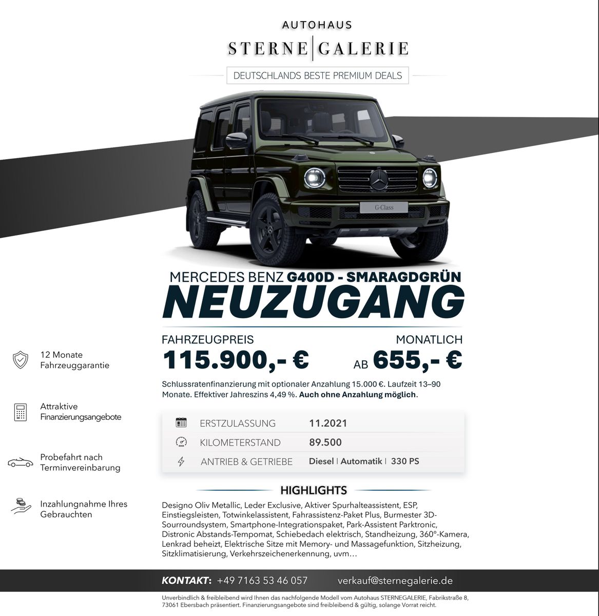 MERCEDES-BENZ G 400 D/SCHIEBEDACH/360°/DISTRO/3DBURMESTER Bi