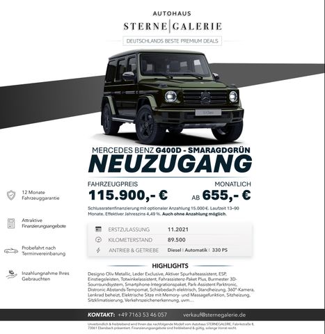 MERCEDES-BENZ G 400 D/SCHIEBEDACH/360°/DISTRO/3DBURMESTER Bi