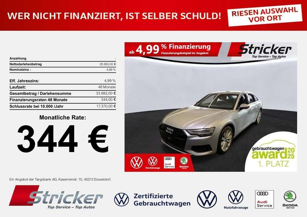 Audi A6 Limousine 50TDI 344ohne Anzahlung Navi Tour 2021