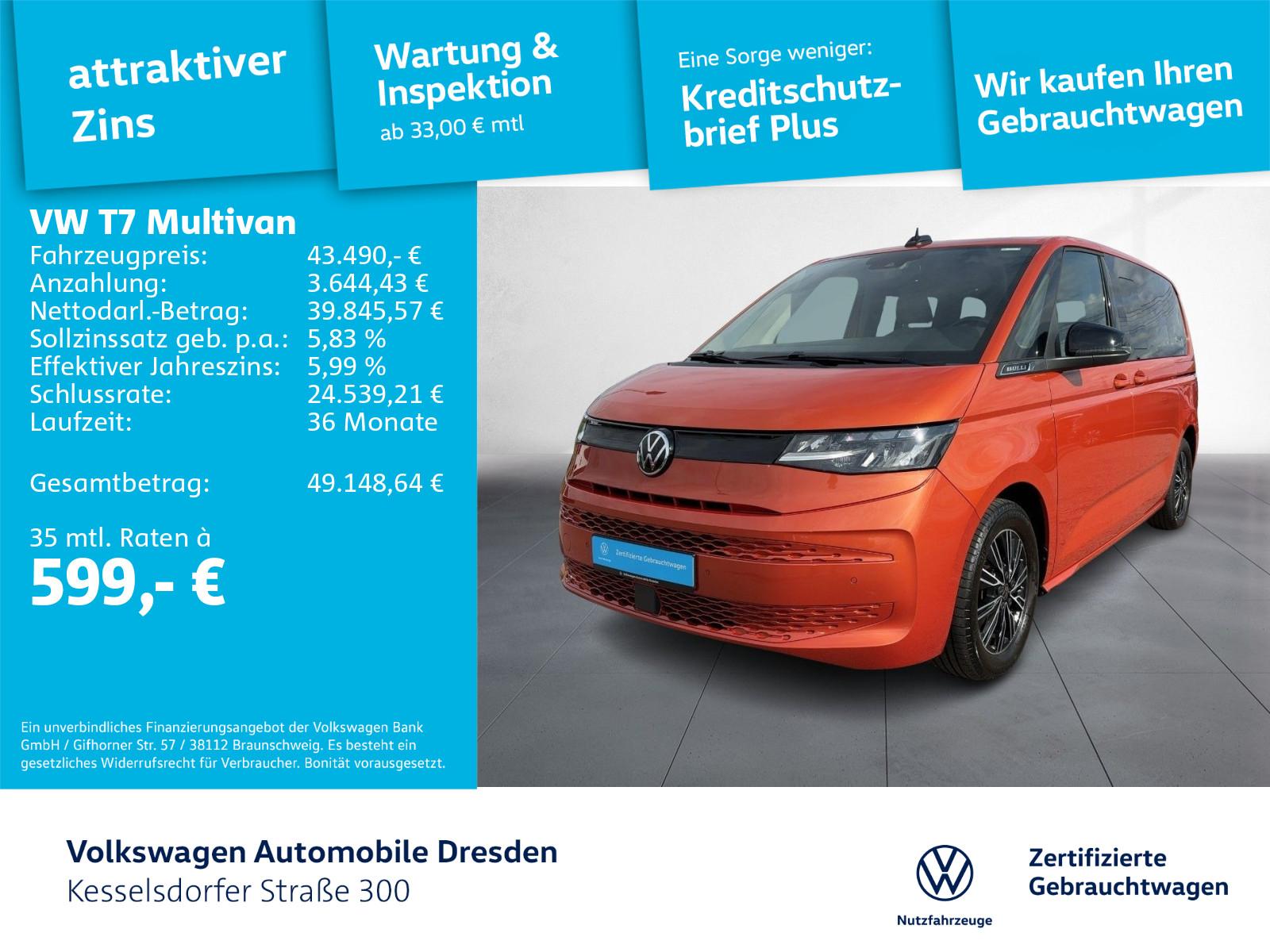 Volkswagen T7 Multivan 2.0 TDI DSG Kamera LED AHZV Navi