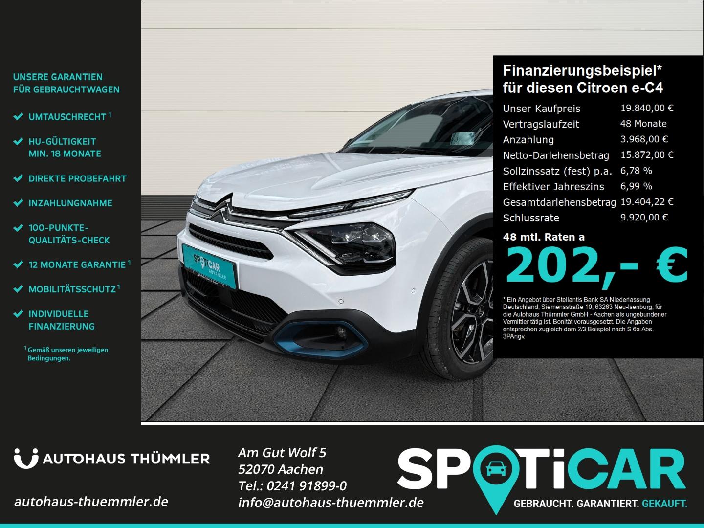 Citroën e-C4 Shine HUD Navi 360 Kamera LED Apple CarPlay