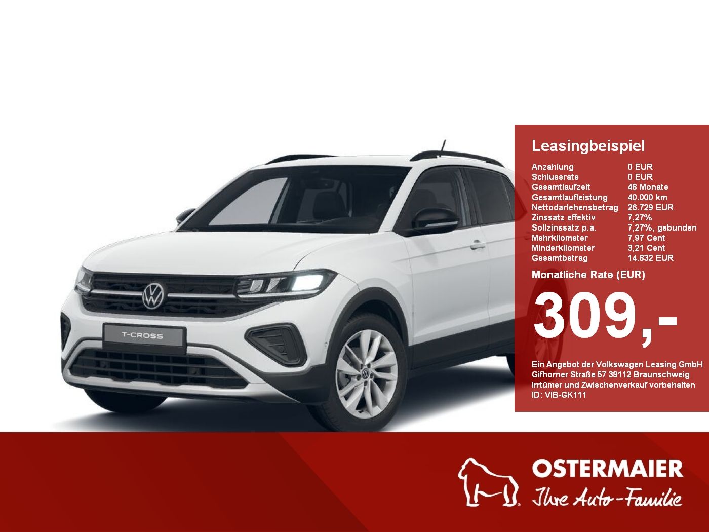 Volkswagen T-Cross GOAL 1.0 l TSI 116 PS DSG Plus-Paket. AH