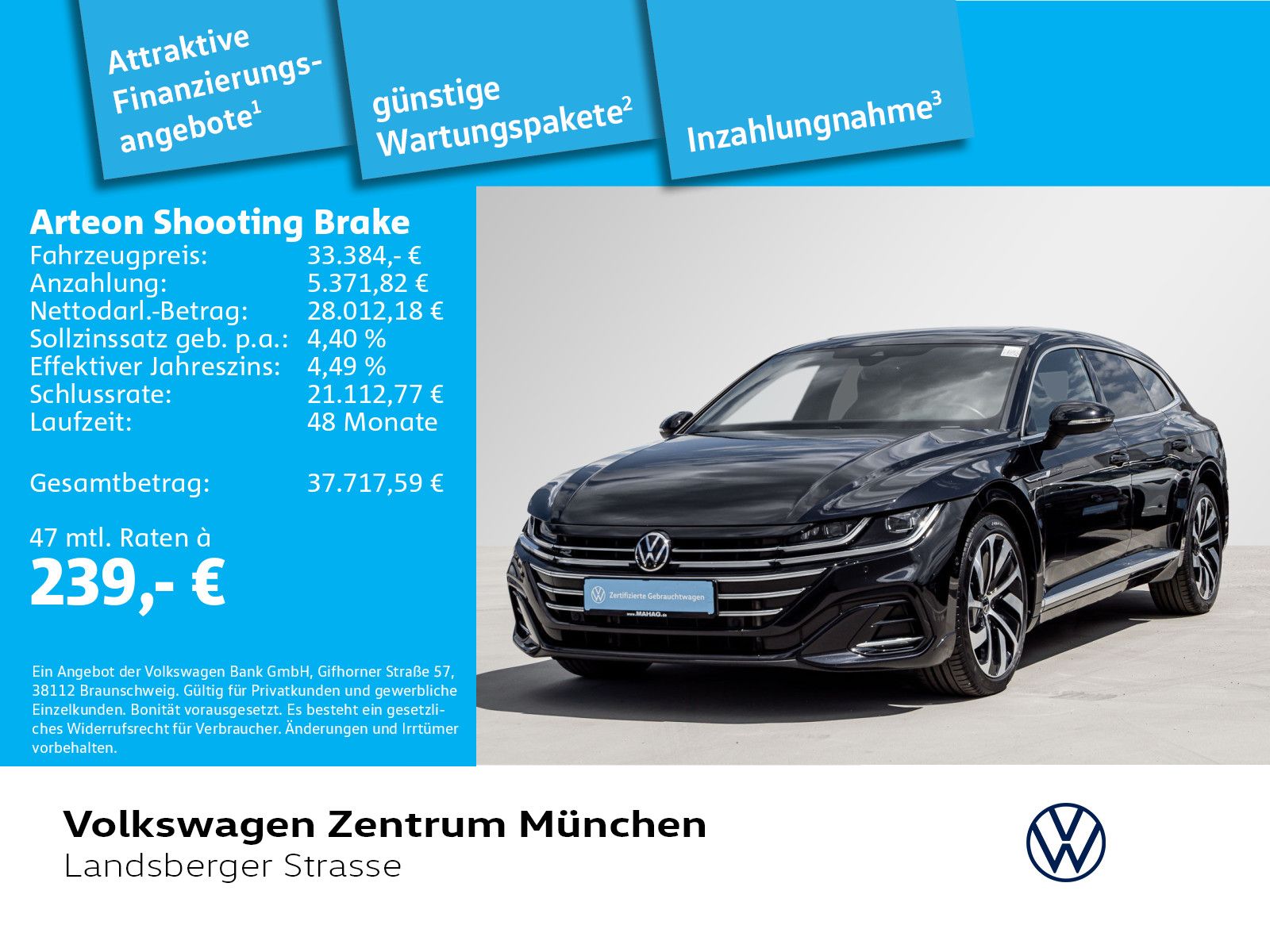 VW Arteon Shooting Brake R-Line 2.0 TSI AHK ACC IQ.