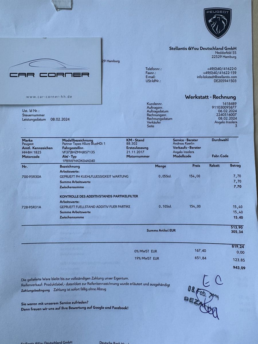 Fahrzeugabbildung Peugeot Partner Tepee 1.6 HDI ALLURE PDC SHZ KLIMA 2HAND
