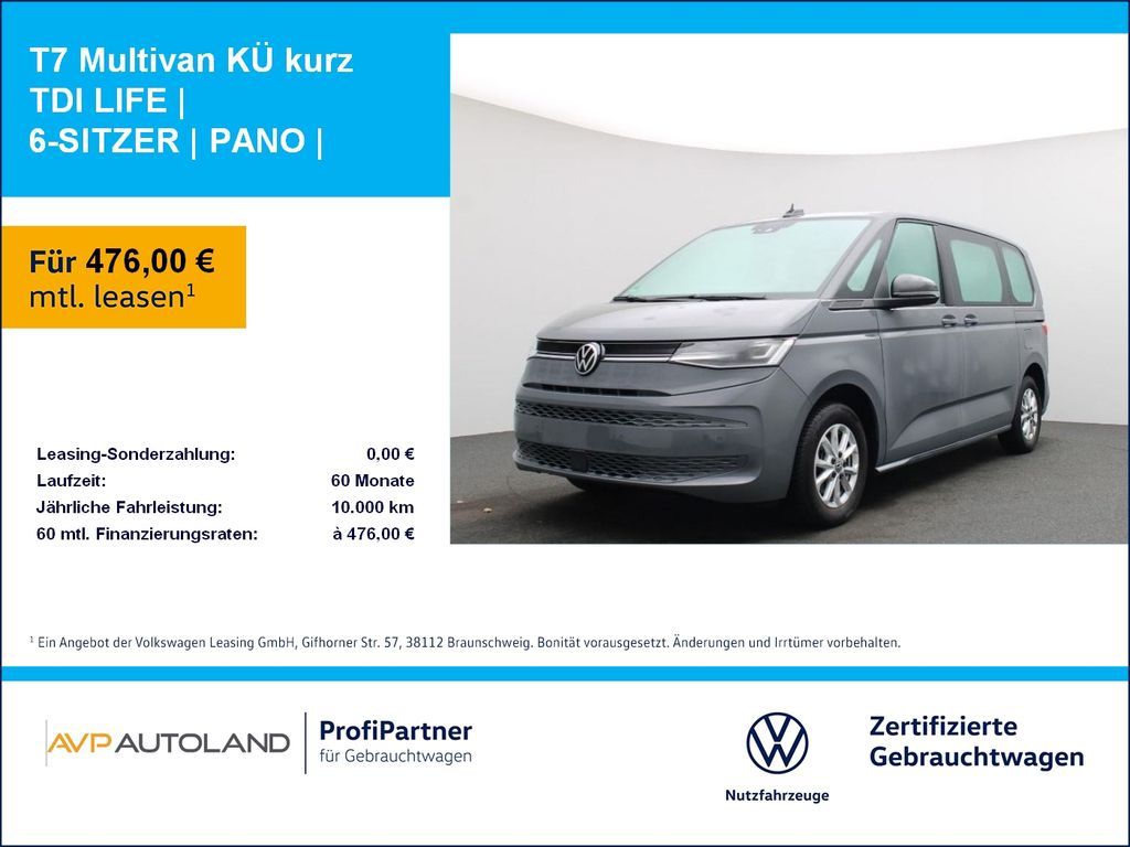Volkswagen T7 Multivan KÜ kurz TDI LIFE | 6-SITZER | PANO |