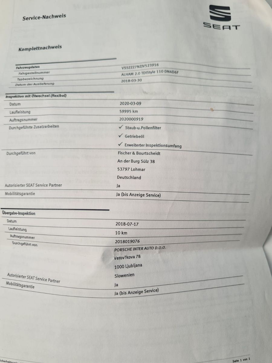 Fahrzeugabbildung SEAT Alhambra Style / NAVI / KAMERA / MWST