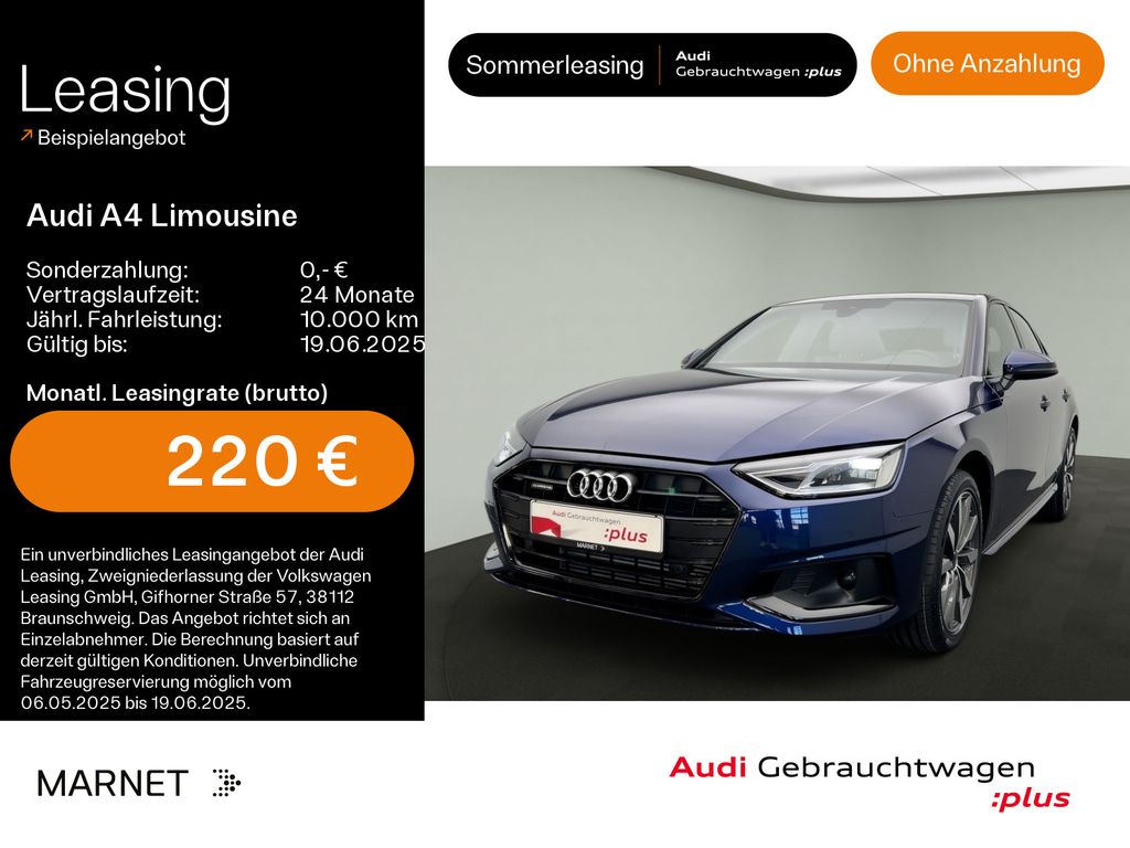 Audi A4 Limousine Advanced 40 TFSI quattro*Navi*PDC*V