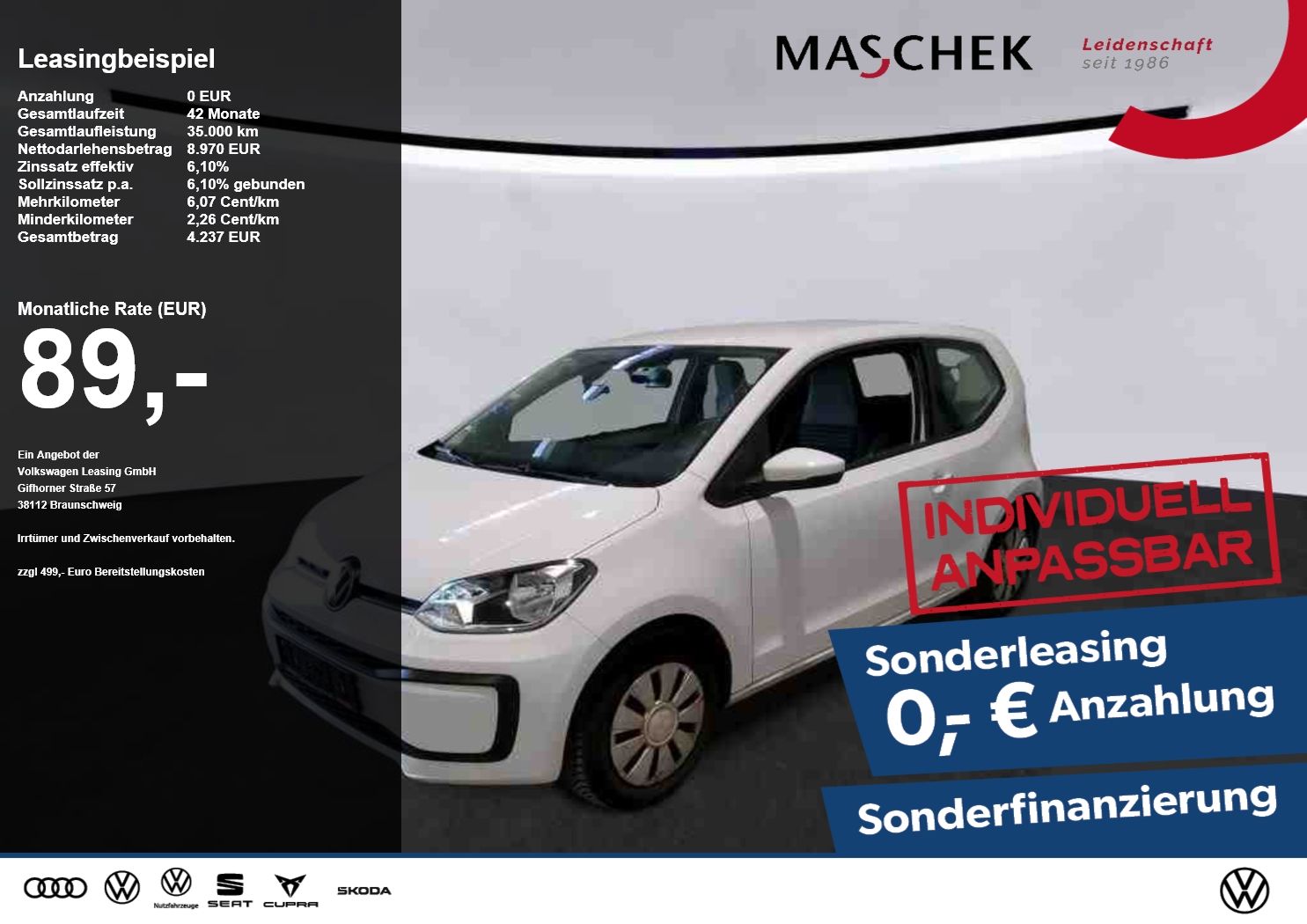 Volkswagen up! move 1.0 MPI Sonderleasing! RearView GRA PDC