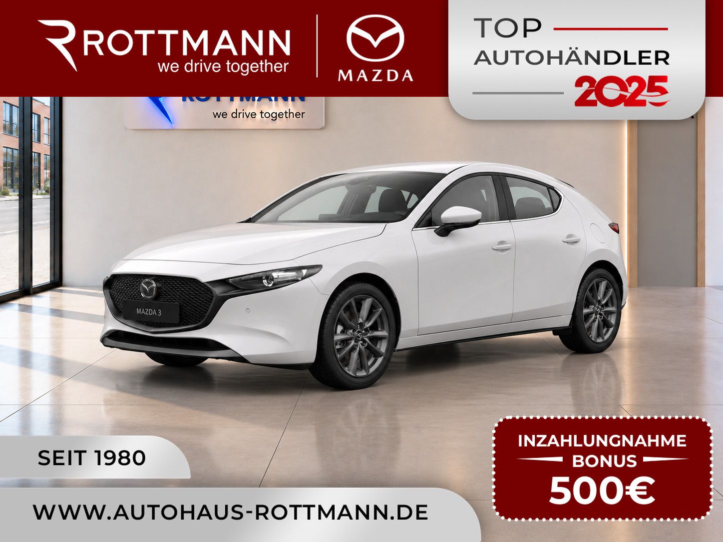 Mazda 3 2027 186ps Aut. CENTRE-Line NAV KeyLess Qi ACC
