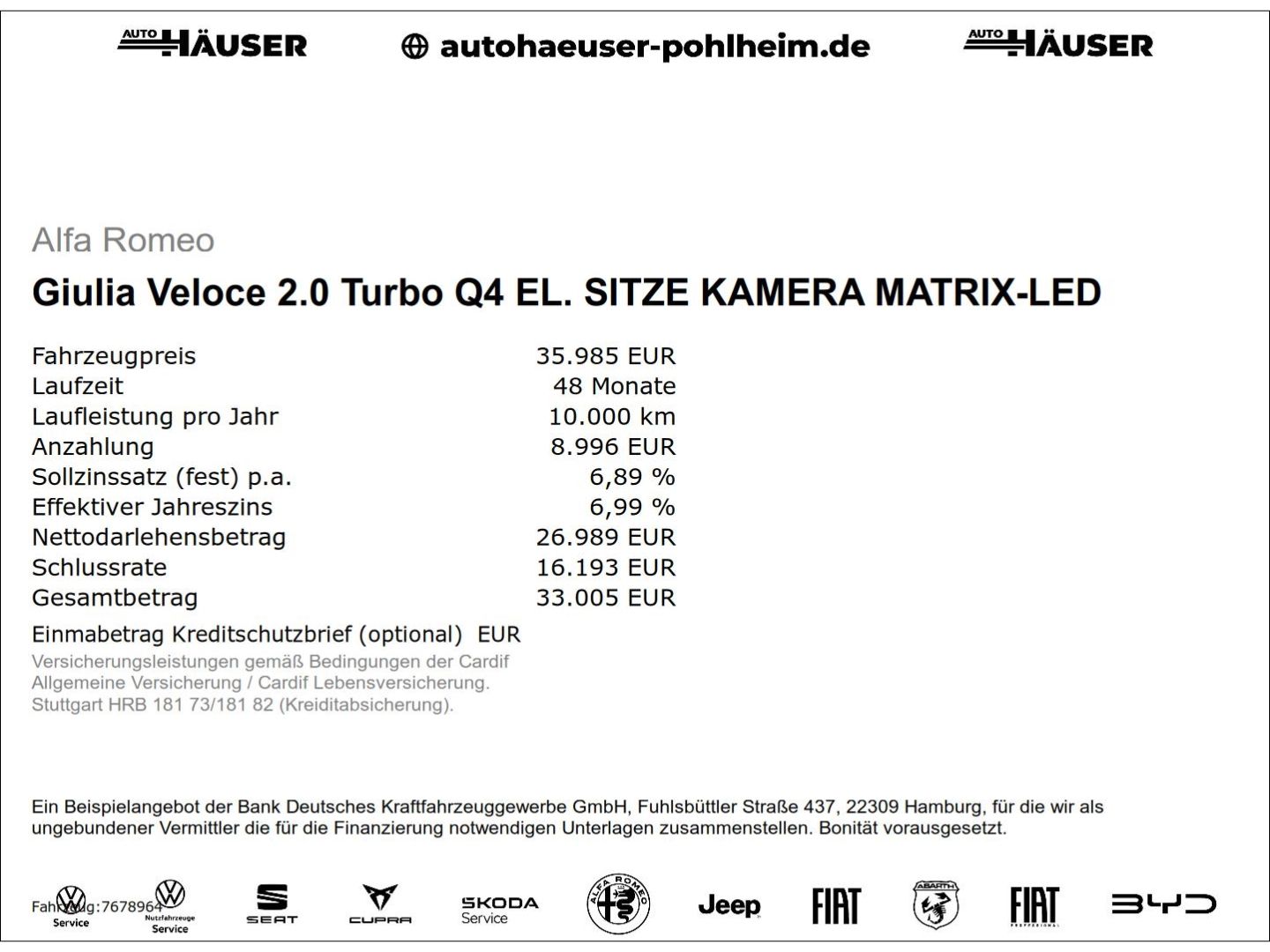 Alfa Romeo Giulia Veloce 2.0 Turbo Q4 EL. SITZE KAMERA MATR imagem 2