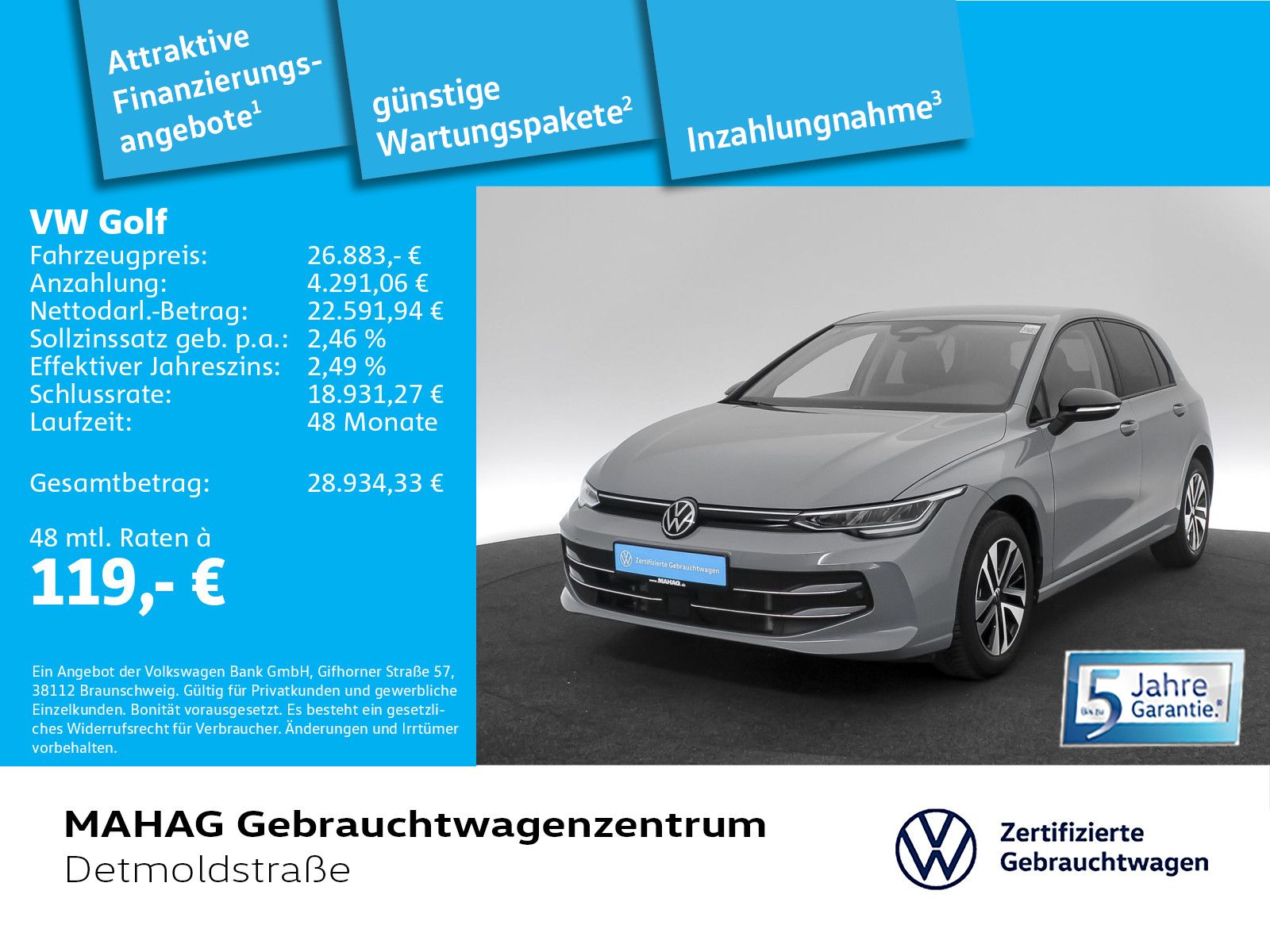 Volkswagen Golf VIII ENERGY 1.5 TSI LED Navi ParkPilot Side foto 2