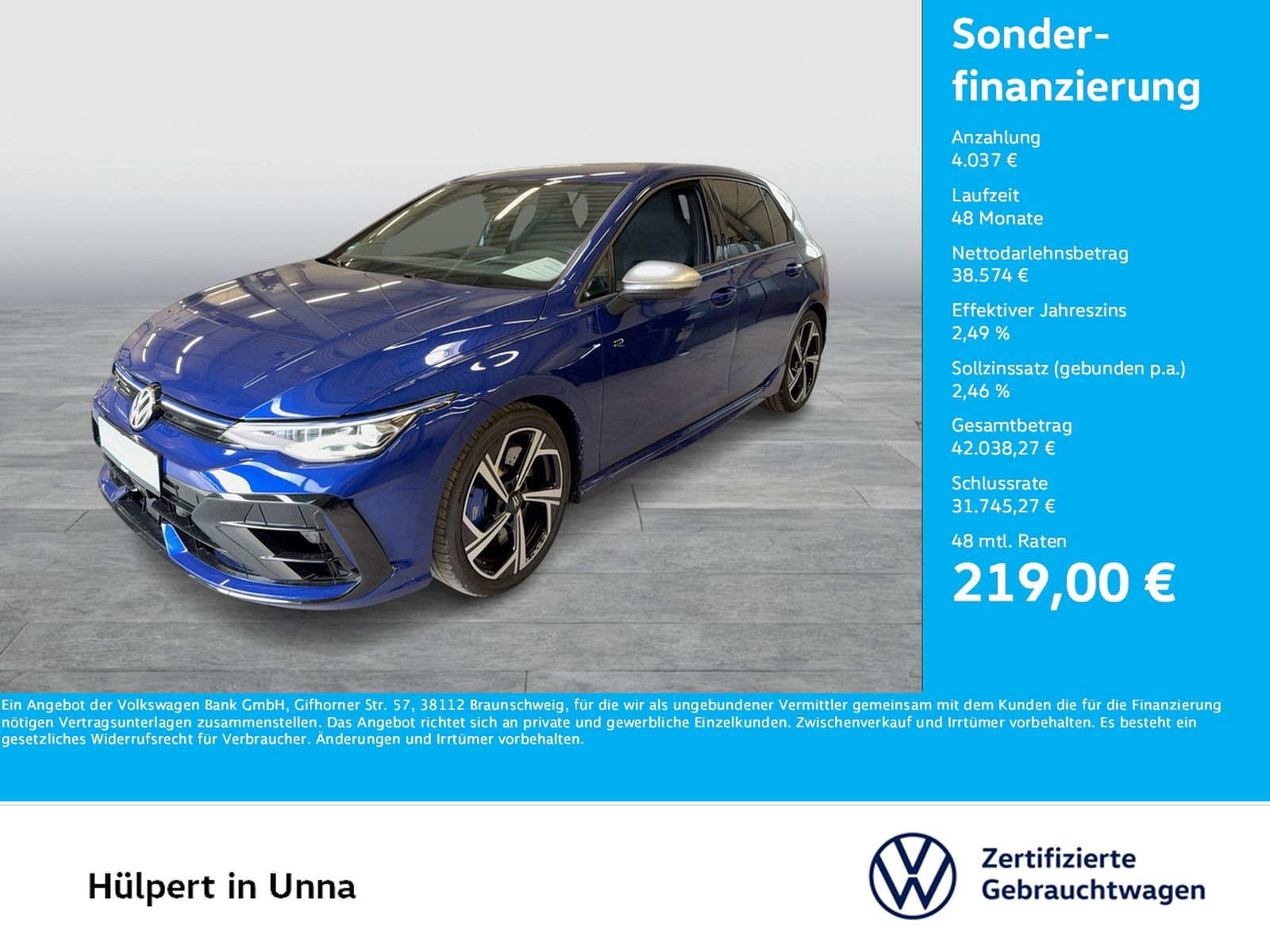 Volkswagen Golf VIII 2.0 R 4X4 360°CAM ACC LM18 HEADUP NAVI foto 1