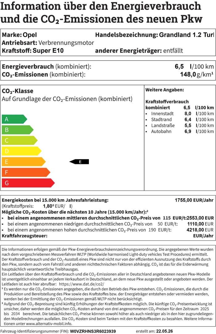 Fahrzeugabbildung Opel Grandland 1.2 Turbo GS-Line 96KW Automatik
