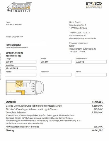 Etrusco CV 600 DB 8.249,00 € Sondernachlass!