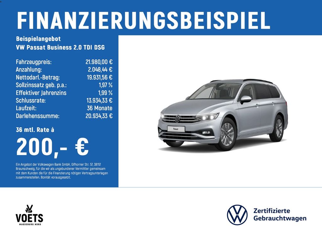 Volkswagen Passat Business 2.0 TDI DSG MATRIX+AHK+NAVI+ACC