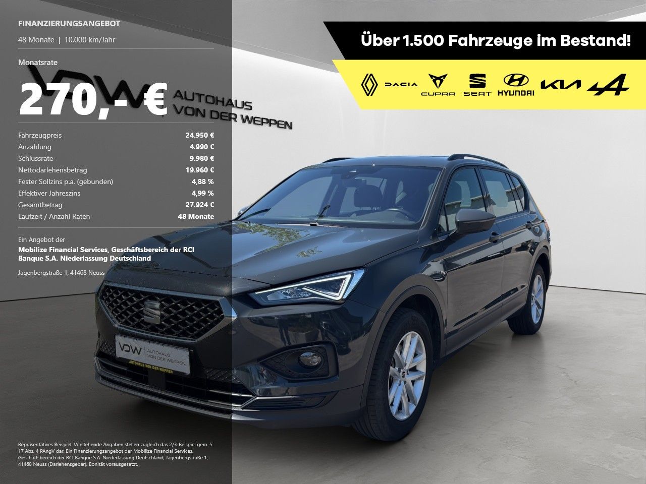 SEAT Tarraco Style TSI 7-Sitzer AHK Voll-LED SHZ