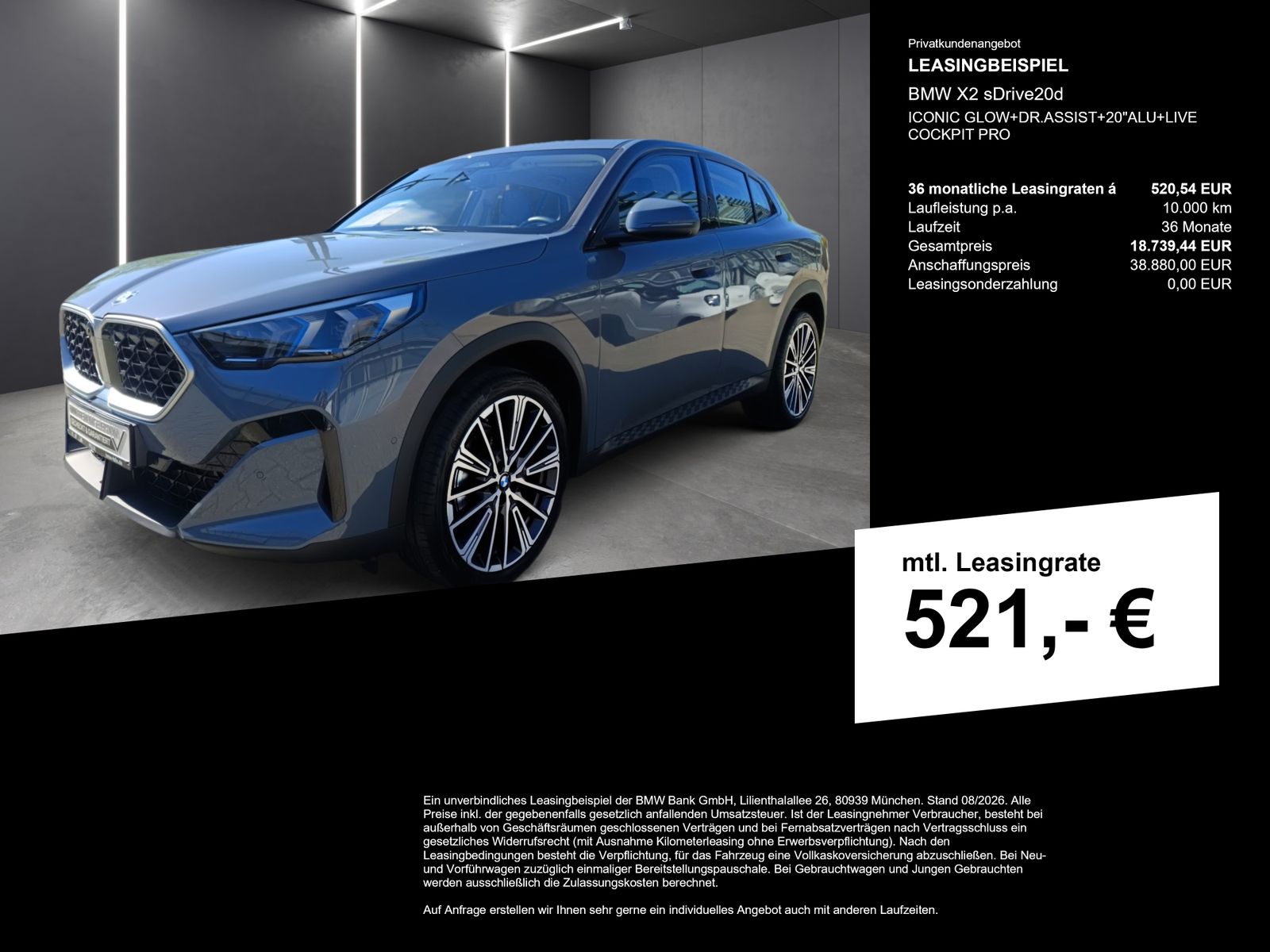 BMW X2 sDrive20d ICONIC GLOW+DR.ASSIST+20"ALU+LIVE C imagem 3