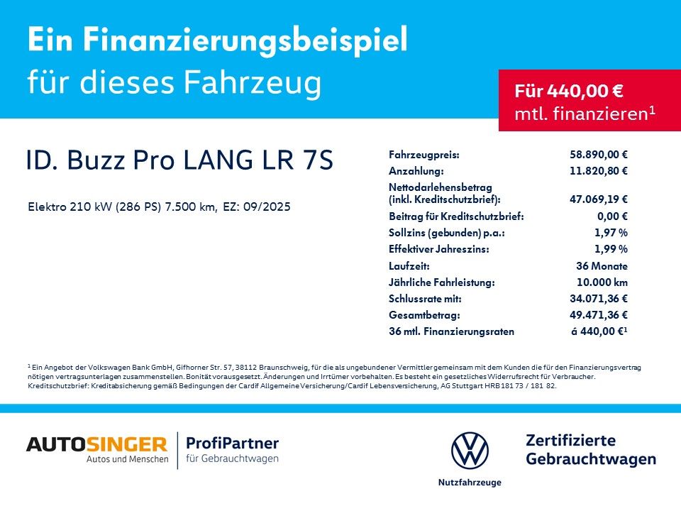 Volkswagen ID.Buzz Pro LANG LR 7S AHK LED NAVI ACC HUD DAB foto 2