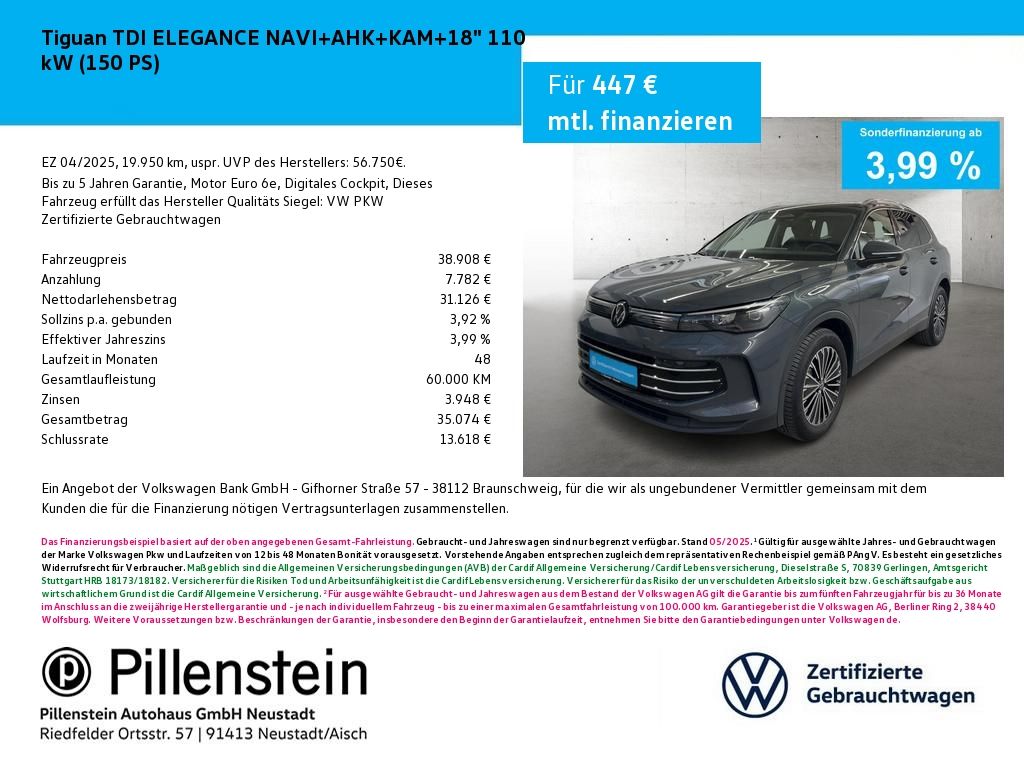 Tiguan TDI ELEGANCE NAVI+AHK+KAM+18"