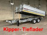Möslein  neuer Tandem 3- Seitenkipper Tiefladermit Bordw - Tieflader Tandem