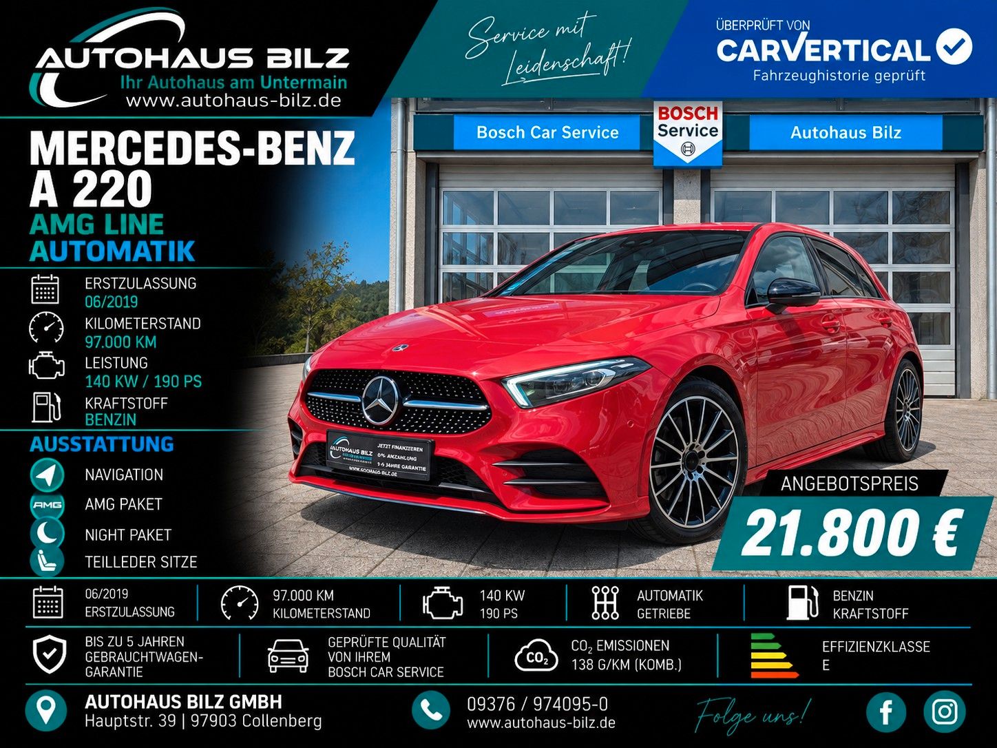Gebrauchtwagen Mercedes-Benz A A 220 AMG Line *NightPaket*18Zoll*MBUX in Würzburg