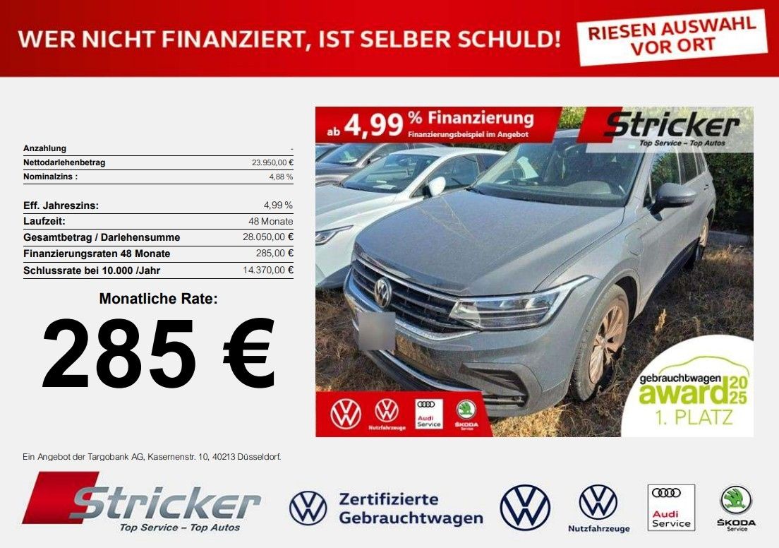 Volkswagen Tiguan Life 1.4TSI e-Hybrid 285,-ohne Anzahlung