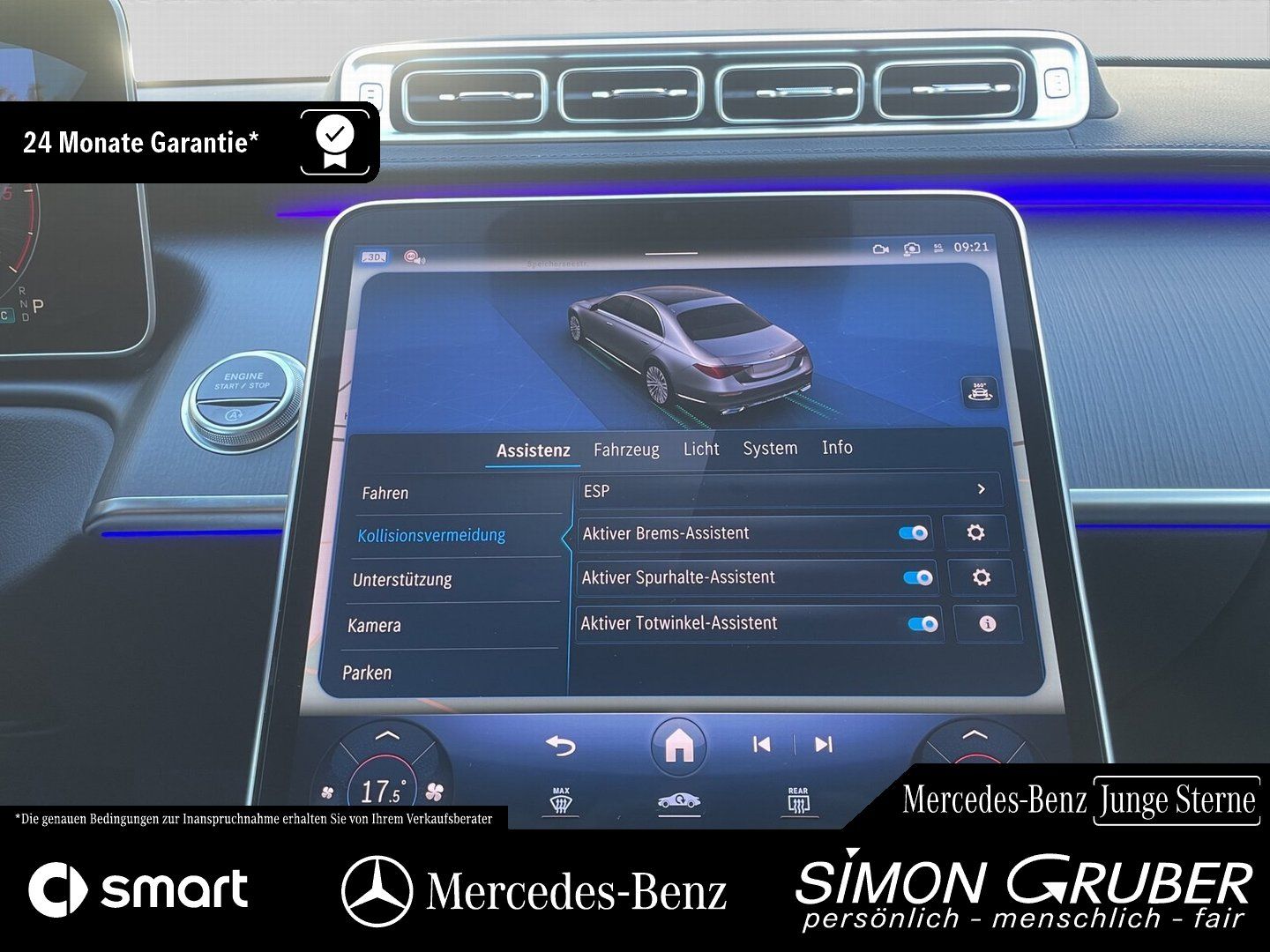 Fahrzeugabbildung Mercedes-Benz S 350 d 4M 20"AMG Burm Pano Aktiv Ambi Guard 360